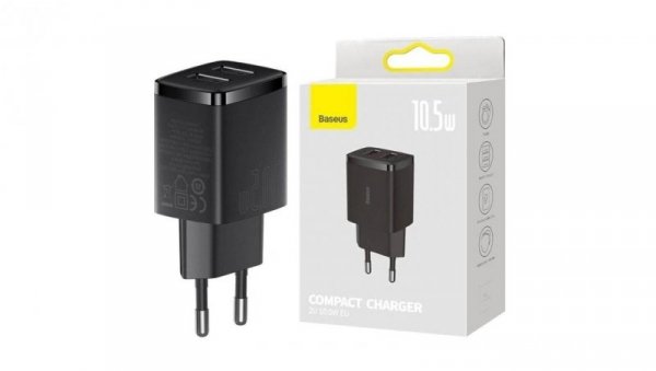 BASEUS Ładowarka sieciowa 2x USB (5V / 2.1A ) technologia iQ Smart Charging
