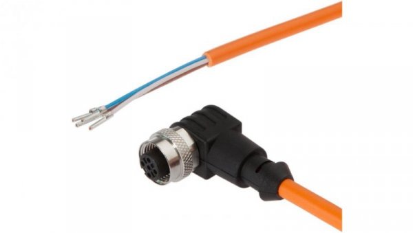 VK20R321, Kabel połączeniowy, 2m, M12 żeński 4pin kątowy, Końcówka wolna, 4x0,34mm², PUR, Ø5,2mm, 250V, -40-90C, IP67, TPU, 4A