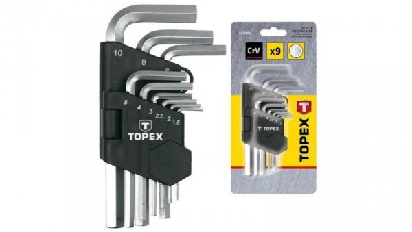 Klucze hex 1,5-10 mm stal CrV (zestaw 9 szt.) 35D955