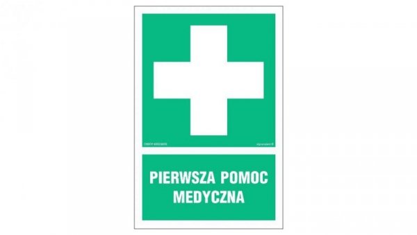 ZNAK - AF003 Pierwsza pomoc medyczna 15 x 22,5 cm FN - Folia samoprzylepna