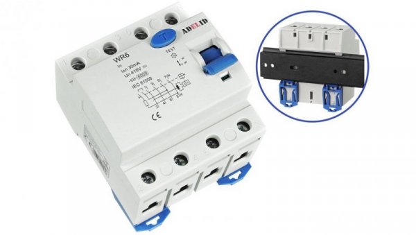 WYŁĄCZNIK RÓŻNICÓWKA RÓŻNICOWOPRĄDOWY 63A 100mA 4P WR6 63/4/100