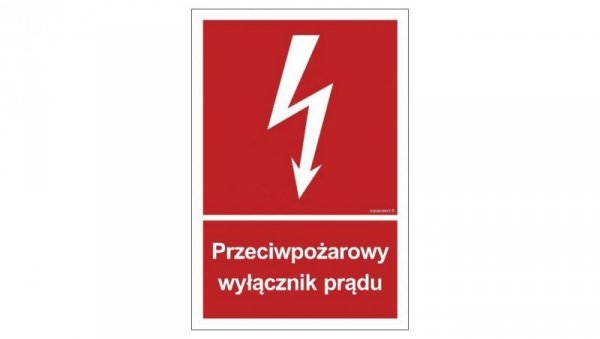 ZNAK - BB012 Przeciwpożarowy wyłącznik prądu 35 x 51,8 cm TS - Płyta TD foto.