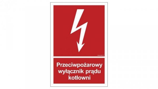 ZNAK - BB024 Przeciwpożarowy wyłącznik prądu kotłowni 20 x 29,6 cm FS - Folia samoprzylepna foto.