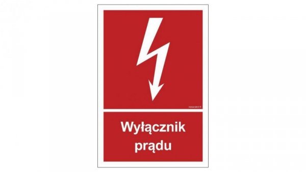 ZNAK - BC007 Wyłącznik prądu 20 x 29,6 cm FS - Folia samoprzylepna foto.