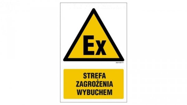ZNAK - GF064 Strefa zagrożenia wybuchem 10 x 15 cm FS - Folia samoprzylepna foto.