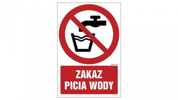 ZNAK - GC004 Zakaz picia wody 10 x 15 cm PS - Płyta 1mm foto.