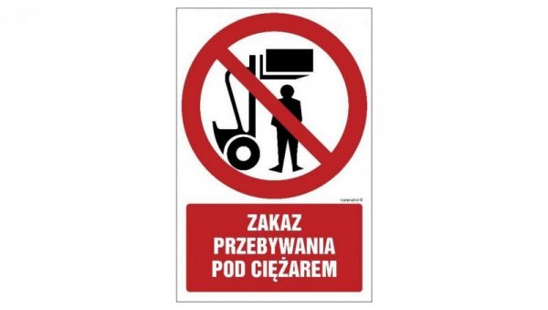 ZNAK - GC017 Zakaz przebywania pod ciężarem 10 x 15 cm FS - Folia samoprzylepna foto.