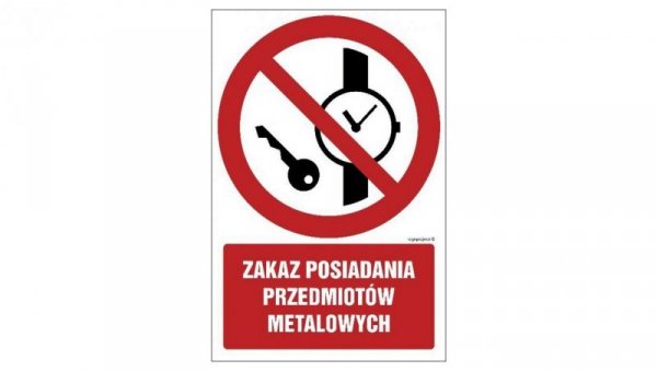 ZNAK - GC025 Zakaz posiadania przedmiotów metalowych 10 x 15 cm KS - Folia podłogowa foto.