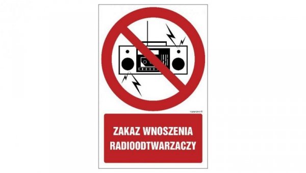ZNAK - GC048 Zakaz wnoszenia radioodtwarzaczy 15 x 22,5 cm KN - Folia podłogowa