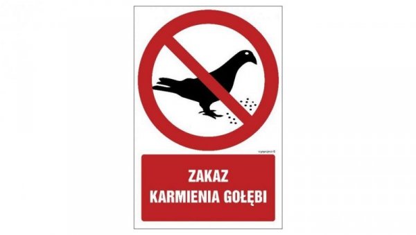 ZNAK - GC078 Zakaz karmienia gołębi 15 x 22,5 cm KN - Folia podłogowa