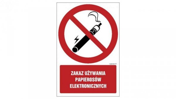 ZNAK - GC079 Zakaz używania papierosów elektronicznych 10 x 15 cm KN - Folia podłogowa