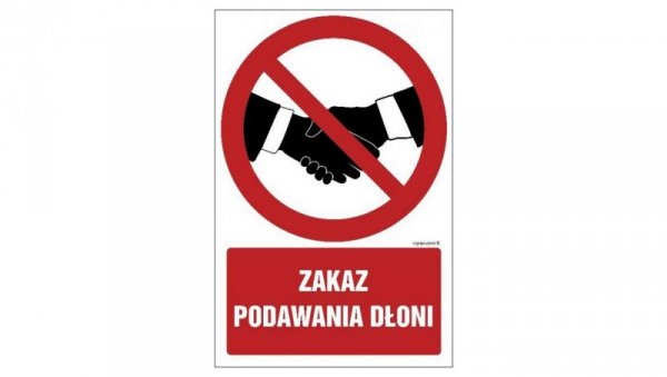 ZNAK - GC091 Zakaz podawania dłoni - arkusz 9 naklejek 5 x 7,5 cm FN - Folia samoprzylepna