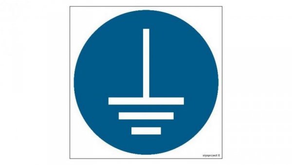 ZNAK - GJ005 Nakaz podłączenia uziemienia 10 x 10 cm FS - Folia samoprzylepna foto.