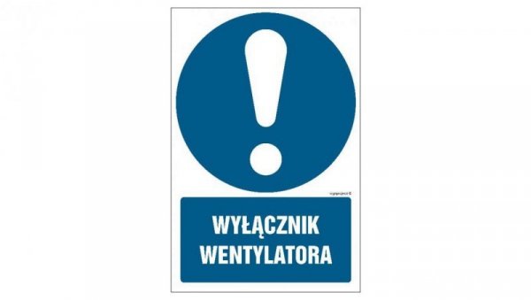 ZNAK - GL029 Wyłącznik wentylatora 15 x 22,5 cm FN - Folia samoprzylepna