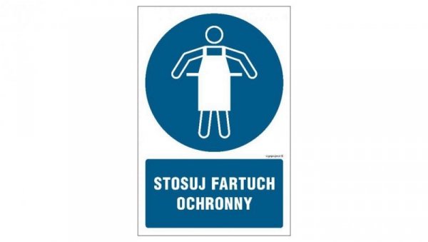 ZNAK - GL048 Stosuj fartuch ochronny 15 x 22,5 cm KN - Folia podłogowa