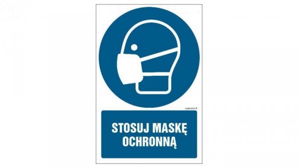 ZNAK - GL053 Stosuj maskę ochronną 10 x 15 cm KN - Folia podłogowa