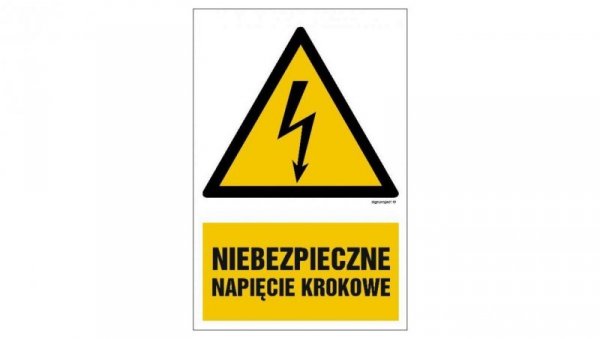ZNAK - HA014 Niebezpieczne napięcie krokowe 10 x 15 cm FN - Folia samoprzylepna