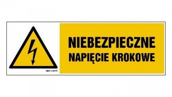 ZNAK - HB014 Niebezpieczne napięcie krokowe 30 x 10 cm FN - Folia samoprzylepna