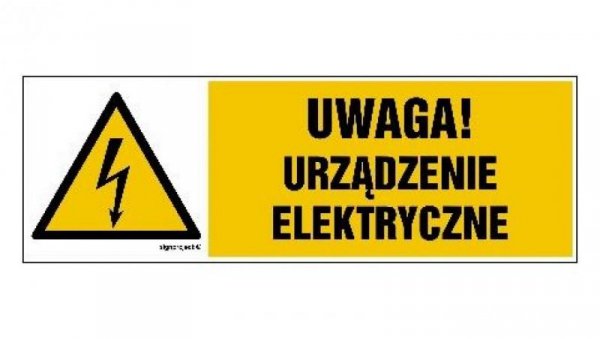 ZNAK - HB020 Uwaga urządzenie elektryczne - arkusz 8 naklejek - arkusz 8 naklejek 10 x 3,3 cm FN - Folia samoprzylepna