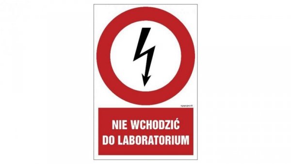 ZNAK - HC012 Nie wchodzić do laboratorium 7,5 x 10 cm FN - Folia samoprzylepna