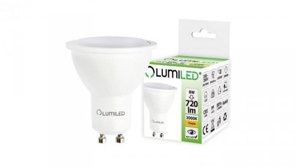 Żarówka LED GU10 8W = 70W 720lm 3000K Ciepła 120 LUMILED