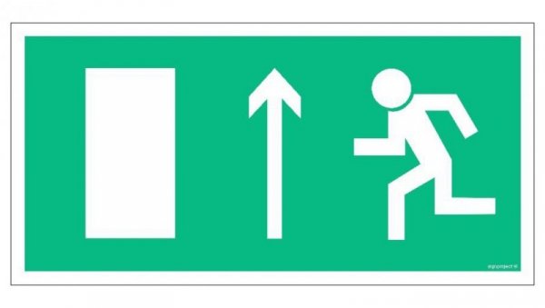 ZNAK - AC012 Wyjście ewakuacyjne w lewo w górę 80 x 40 cm PS - Płyta 1mm foto.