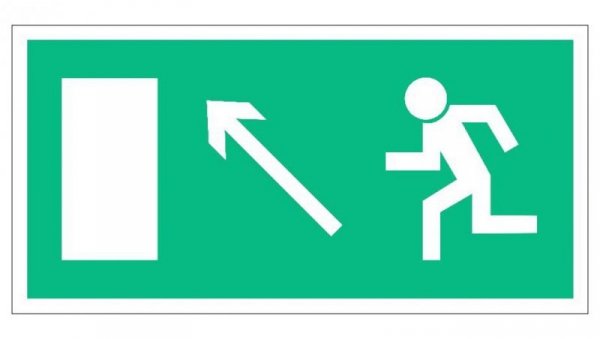 ZNAK - AC016 Wyjście ewakuacyjne w lewo w górę 40 x 20 cm PS - Płyta 1mm foto.