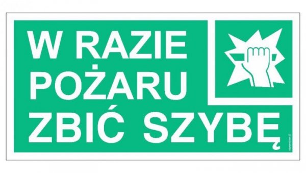 AC040 W razie pożaru zbić szybę 60 x 30 cm TS - Płyta TD foto.