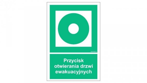 ZNAK - AC073 Przycisk otwierania drzwi ewakuacyjnych 10 x 15 cm FS - Folia samoprzylepna foto.
