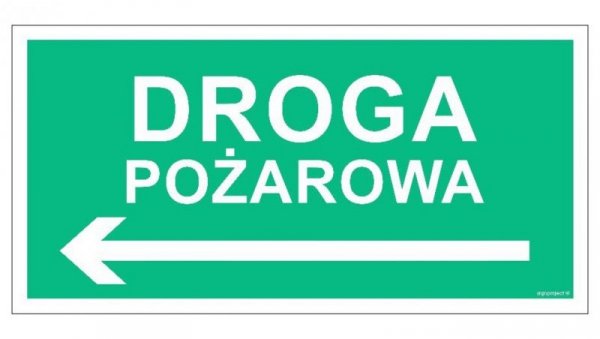 ZNAK - AC077 Droga pożarowa w lewo 20 x 10 cm FS - Folia samoprzylepna foto.