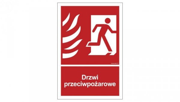 ZNAK - BC053 Drzwi przeciwpożarowe prawostronne 10 x 14,8 cm KN - Folia podłogowa