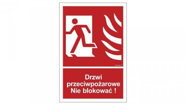 ZNAK - BC057 Drzwi przeciwpożarowe. Nie blokować! lewostronne 10 x 14,8 cm TS - Płyta TD foto.