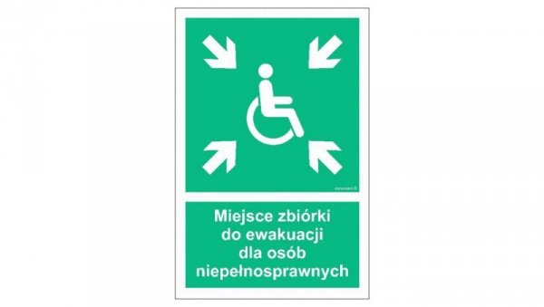 ZNAK - AF024 Miejsce zbiórki do ewakuacji dla niepełnosprawnych 15 x 22,5 cm KN - Folia podłogowa