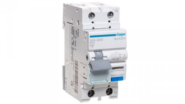 Wyłącznik różnicowo-nadprądowy RCBO 2P B25A 0,03A Typ A ADA925D
