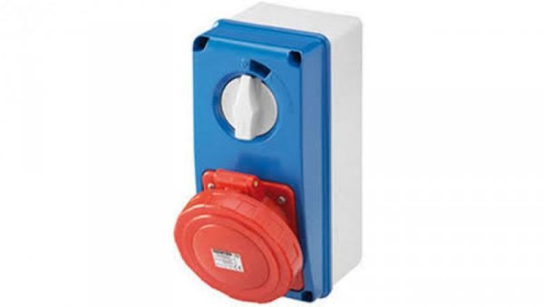 Gniazdo stałe 4P 16A 500V czarne z rozłącznikiem 7h IP66 GW66210