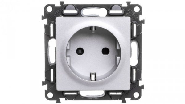 VALENA LIFE Gniazdo podwójne z/u 2P+Z SCHUKO z przesłonami aluminium 753320