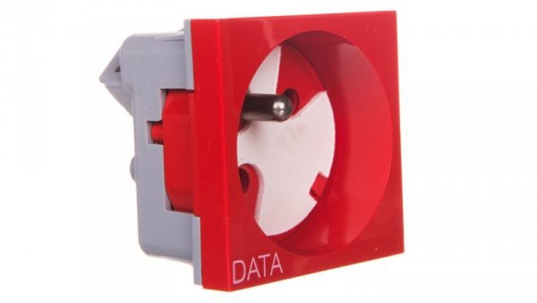 Gniazdo pojedyncze 250VAC 16A z/u z kluczem czerwone 45x45mm, QP 45X45 D_BB