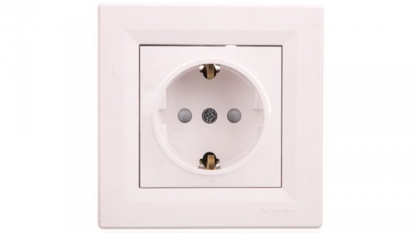 Gniazdo pojedyncze Asfora SCHUKO z przesłonami białe z ramką EPH2900221