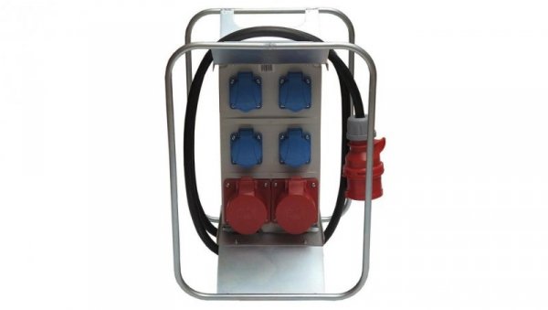 Rozdzielnica budowlana elCARRY-R C16-0204 IP44 w ramie, 2m H07RN-F 5G2,5 z wt. CEE 16A-5P, gniazda: 4x GK 230V, 2x CEE 16A, RCCB