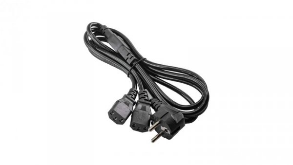 Kabel zasilający Y rozdzielacz Akyga AK-PC-04A CCA 3x0.5mm² CEE 7/7 / 2x IEC C13 1.8 m