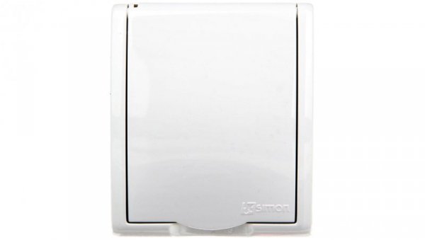 Simon Aquarius Gniazdo hermetyczne pojedyncze z/u IP54 z przesłoną torów i klapką pełną białe AQGZ1z/11