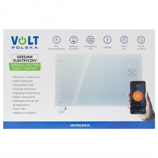 Nowoczesny, energooszczędny grzejnik konwektorowy z eleganckim wykończeniem w postaci szklanych frontów oraz modułem Wi-Fi.