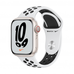 Apple Watch Nike Series 7 41mm GPS + Cellular (LTE) Koperta z aluminium w kolorze księżycowej poświaty z paskiem sportowym Nike w kolorze czystej platyny/czarnym