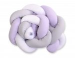 Ochraniacz warkocz pleciony do łóżeczka 180 cm -  biało-szary-fioletowy