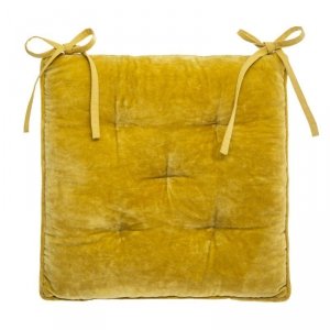 Poduszka na krzesło 38x38 cm żółta welur