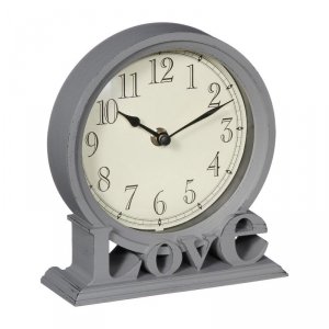 Zegar stołowy z napisem Love szary