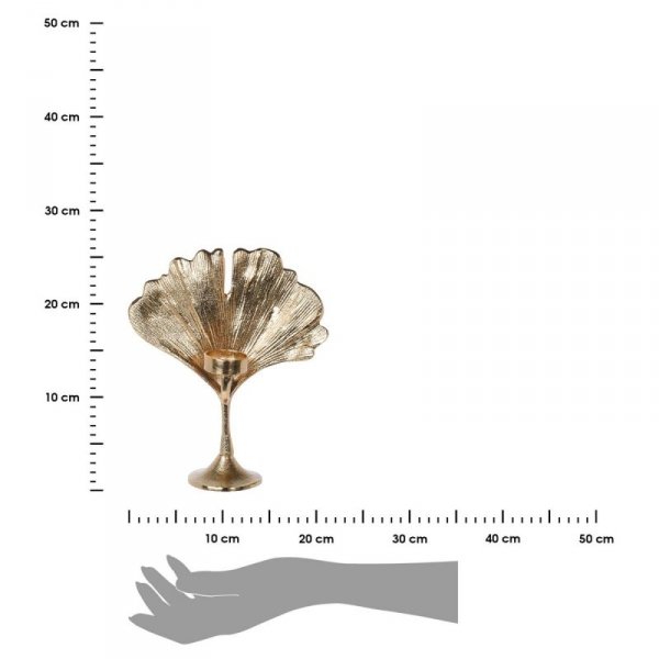 Świecznik złoty liść 26,5 cm