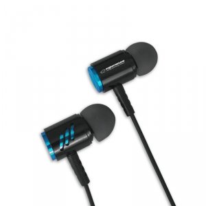 Esperanza Słuchawki douszne metalowe z mikrofonem Czarno-niebieskie