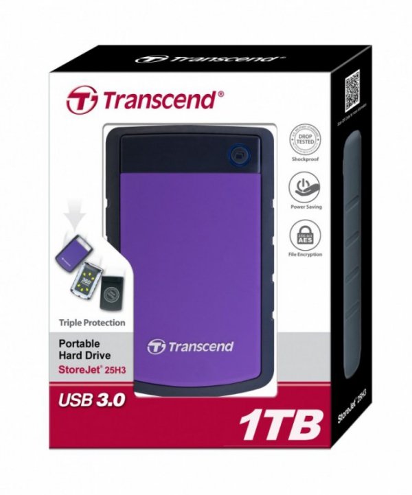 Transcend Dysk HDD zewnętrzny 2,5&quot; StoreJet 25H3P 1TB USB3.0 fioletowy
