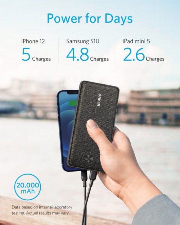 Anker Powerbank PowerCore Ess ential 20 000 PD Czarny